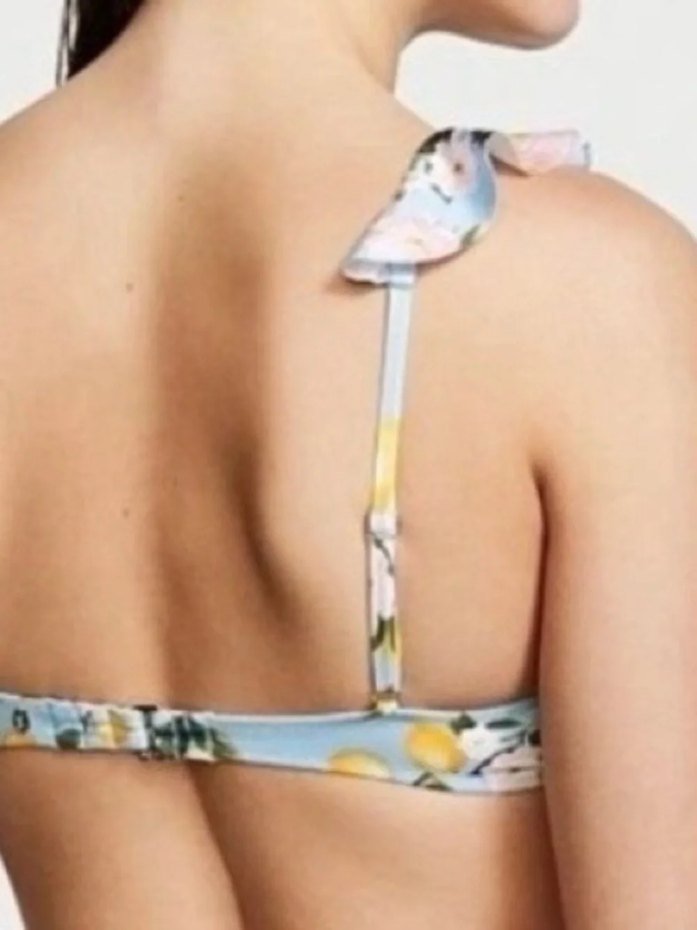 Victoria Secret Lemon Print triangle ruffled Bikini Top- 34DD 👙 🍋